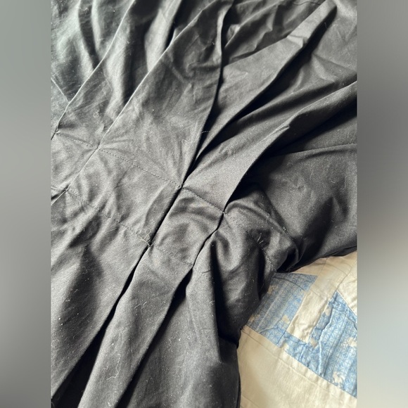 Zara Womens Black Minimalist V-Neck Poplin Sleeves Pleated Dress Size XS - Picture 5 of 16